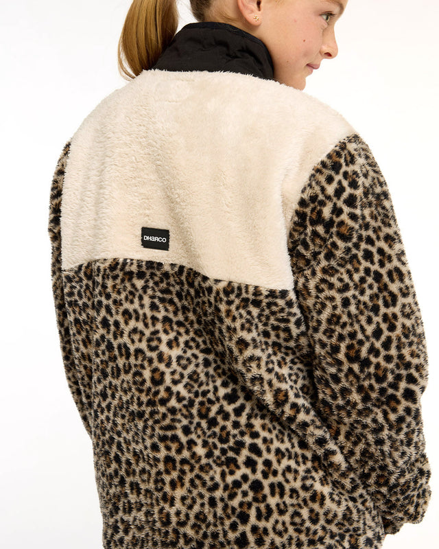 Youth Sherpa Half Zip Fleece | Leopard